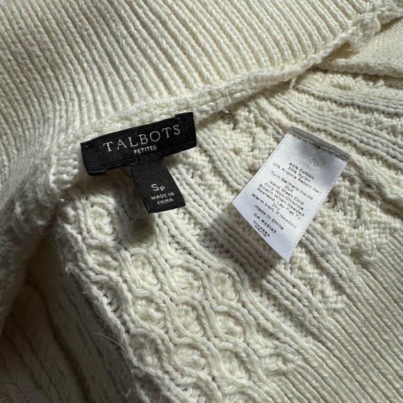 Soft Ivory Cable Knit Cardigan, Small Petite - Picture 6 of 16